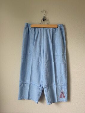 Produce Company Vintage Light Blue Pull On Cotton Capris Pants Women’s Sz XL